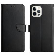  iPhone 16 Pro Fodral Premium &Auml;kta L&auml;der Svart - Teknikhallen.se