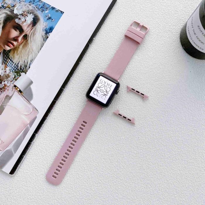 Bild 2,  Apple Watch 42/44/45/46/49 mm Armband Silikon Rosa - Teknikhallen.se