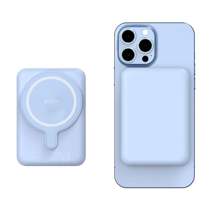 Bild 3, Tech-Protect Tech-Protect 5000 mAh MagSafe Powerbank LifeMag Blå - Teknikhallen.se