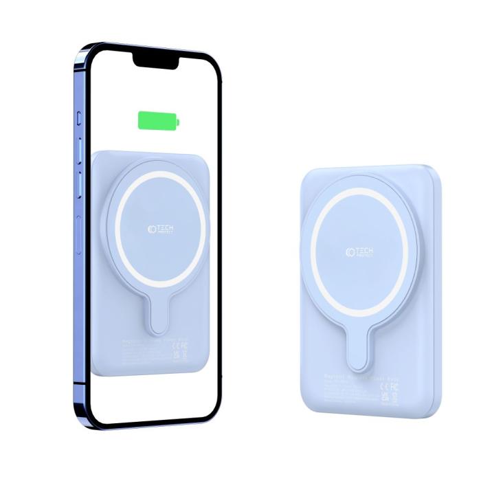Bild 4, Tech-Protect Tech-Protect 5000 mAh MagSafe Powerbank LifeMag Blå - Teknikhallen.se