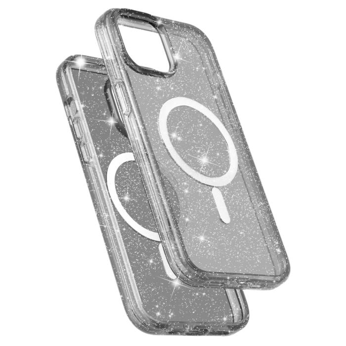 Bild 4,  iPhone 15 Plus Skal MagSafe Hybrid Glitter Svart - Teknikhallen.se