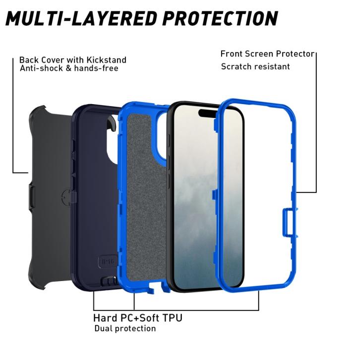 Bild 4,  iPhone 16 Skal Extreme Shockproof Hybrid Mörk Blå - Teknikhallen.se