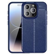  iPhone 15 Pro Max Skal Litchi Textur Bl&aring; - Teknikhallen.se