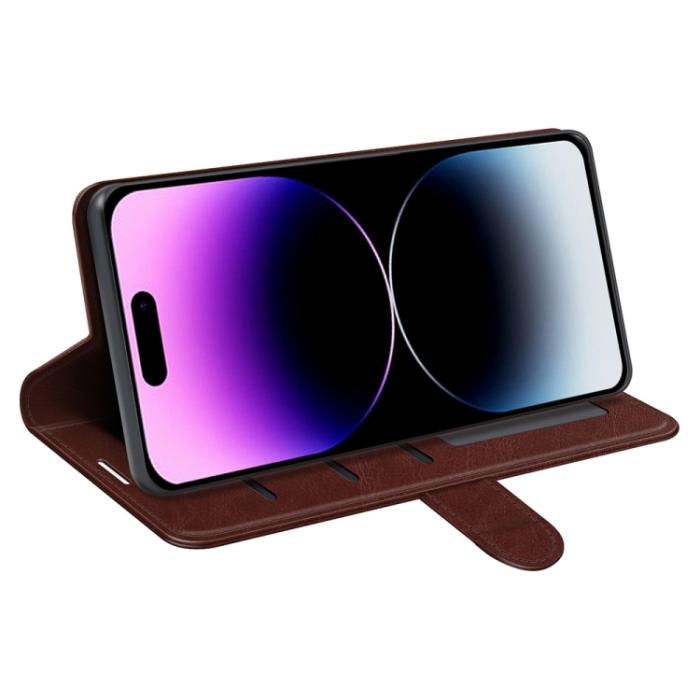 Bild 5,  iPhone 15 Pro Plånboksfodral Läder Brun - Teknikhallen.se