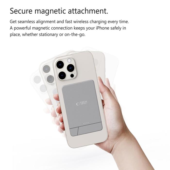 Bild 6, Tech-Protect Tech-Protect 5000 mAh MagSafe Powerbank LifeMag Space Grey - Teknikhallen.se