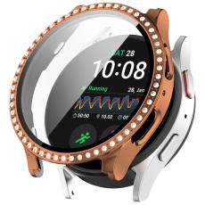  Galaxy Watch 7 44 mm Skal Med Sk&auml;rmskydd Strass Ros&eacute;guld - Teknikhallen.se