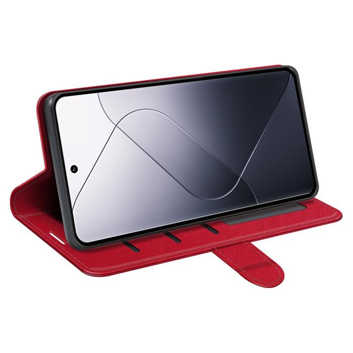 Bild 3,  Xiaomi 14 Fodral Crazy Horse Läder Röd - Teknikhallen.se
