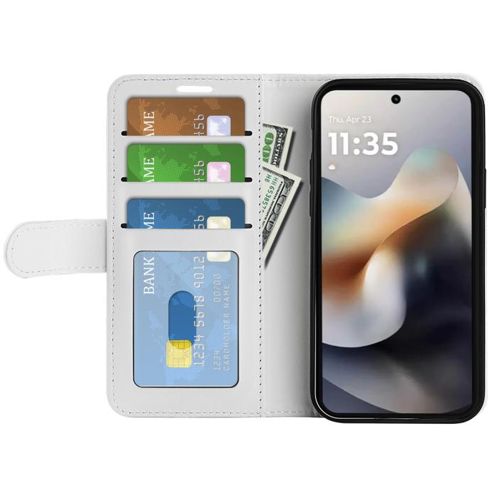 Bild 5,  Motorola Moto G56 5G Fodral Crazy Horse Läder Vit - Teknikhallen.se