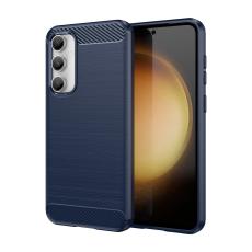  Samsung Galaxy S23 FE Skal Borstad St&aring;l Textur Bl&aring; - Teknikhallen.se
