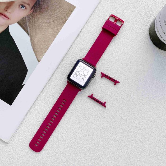 Bild 2,  Apple Watch 42/44/45/46/49 mm Armband Silikon Vinröd - Teknikhallen.se