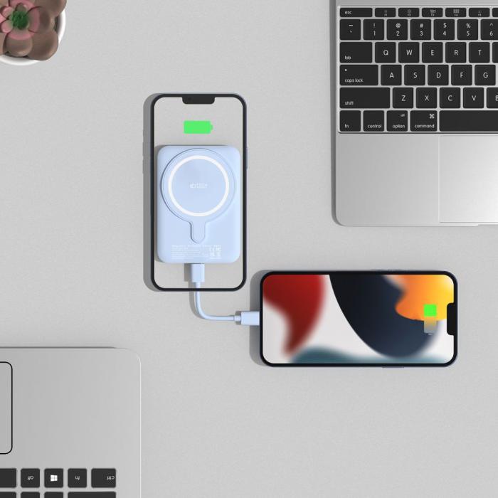 Bild 5, Tech-Protect Tech-Protect 5000 mAh MagSafe Powerbank LifeMag Blå - Teknikhallen.se