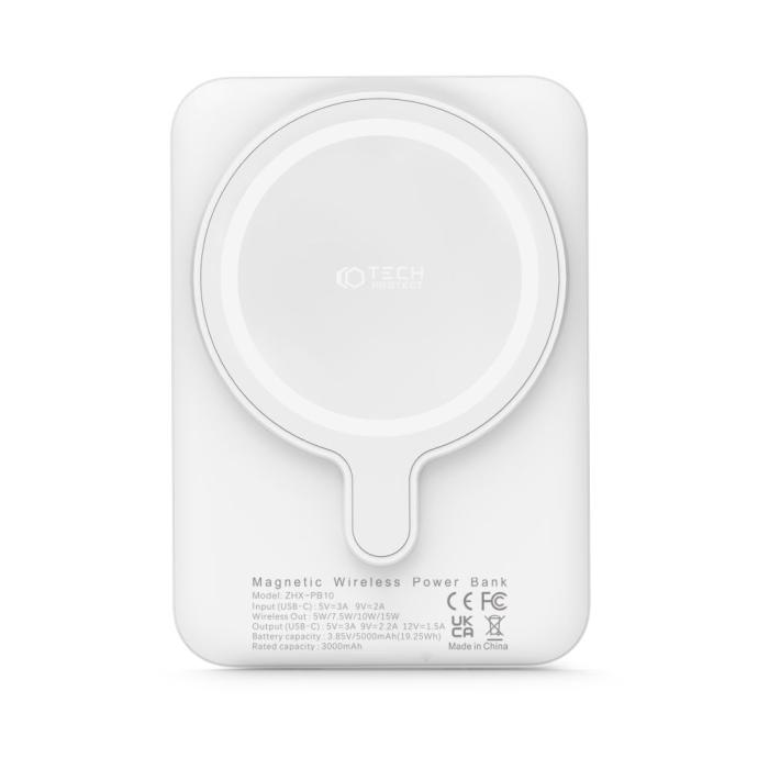 Bild 2, Tech-Protect Tech-Protect 5000 mAh MagSafe Powerbank LifeMag Vit - Teknikhallen.se