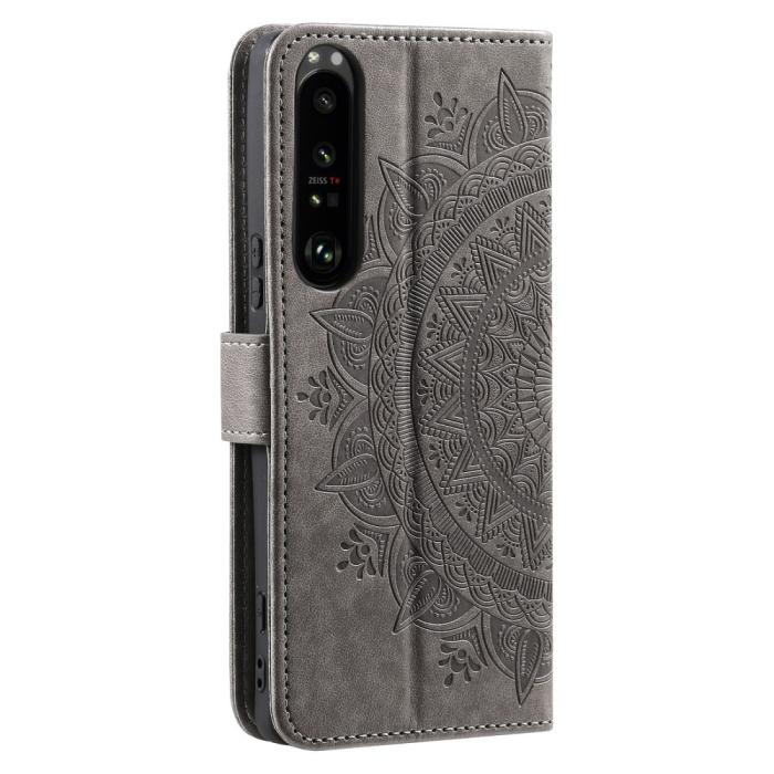 Bild 6,  Sony Xperia 1 VI Mandala Läder Fodral Grå - Teknikhallen.se