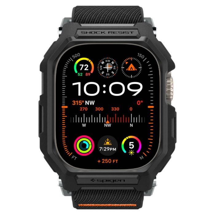 Bild 4, Spigen Spigen Apple Watch 49 mm Skal/Armband Lite Fit 'Pro' Matt Svart - Teknikhallen.se