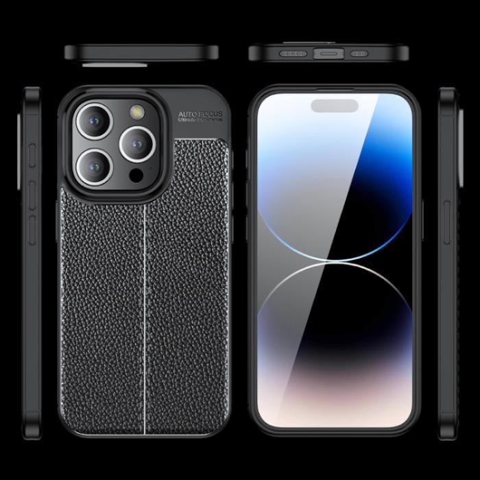 Bild 3,  iPhone 15 Pro Max Skal Litchi Textur Blå - Teknikhallen.se