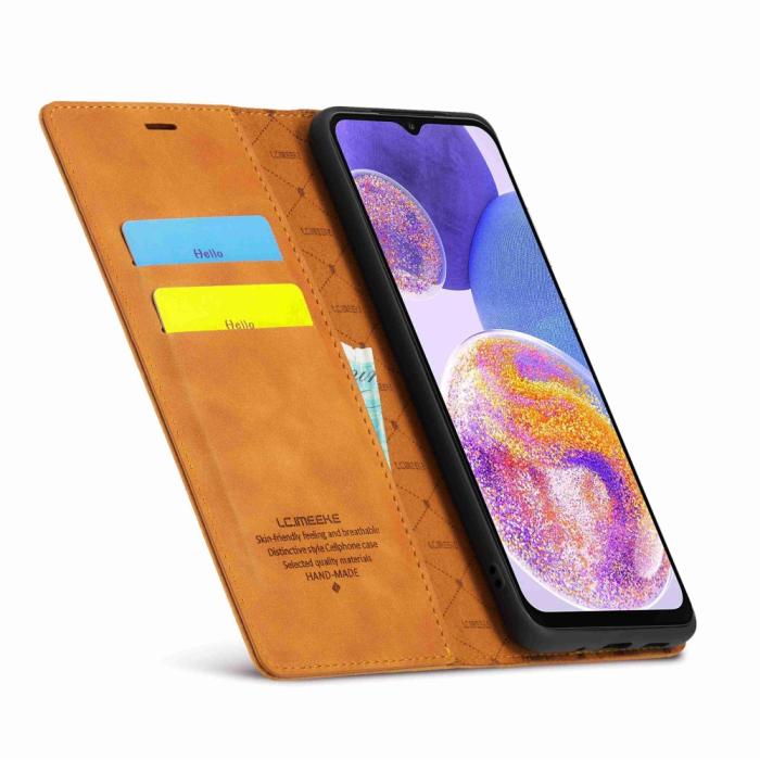 Bild 2, LC.IMEEKE LC.IMEEKE Samsung Galaxy A23 5G Fodral Flip Läder Brun - Teknikhallen.se