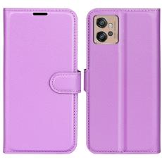  Motorola Moto G32 Fodral Litchi L&auml;der Lila - Teknikhallen.se