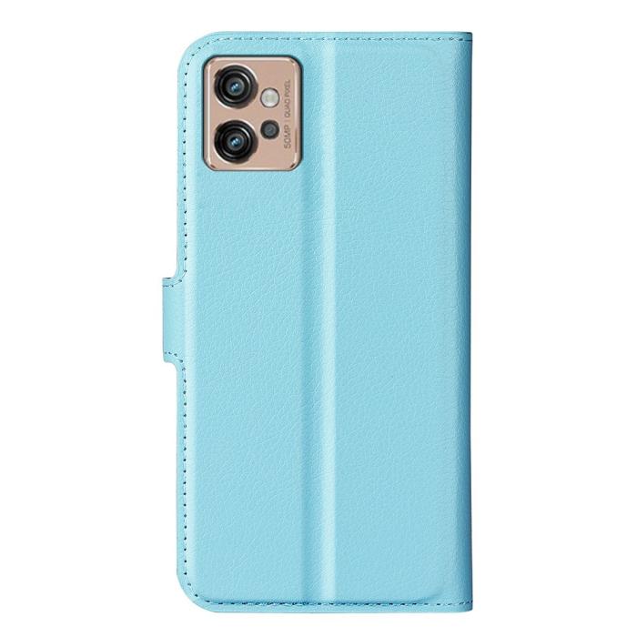 Bild 6,  Motorola Moto G32 Fodral Litchi Läder Ljus Blå - Teknikhallen.se