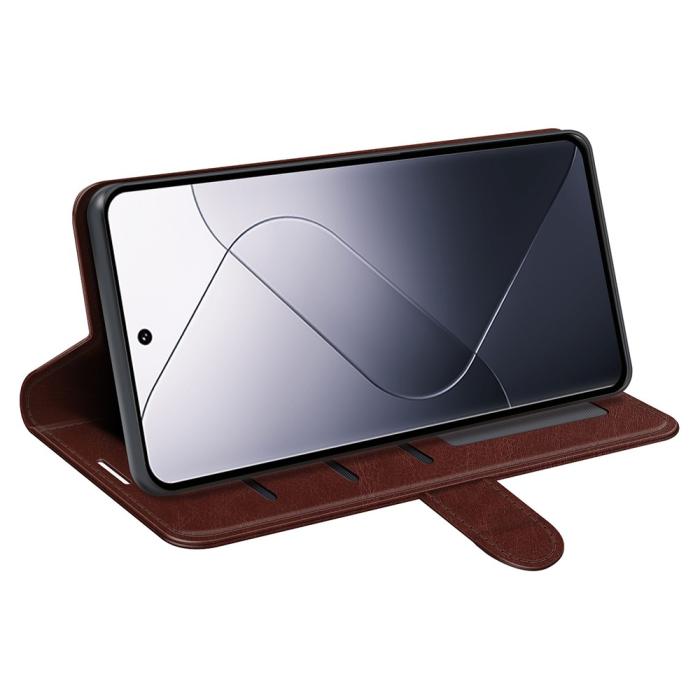 Bild 3,  Xiaomi 14 Fodral Crazy Horse Läder Brun - Teknikhallen.se