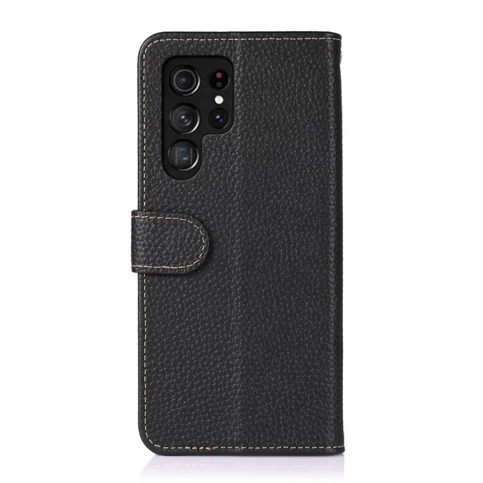 Bild 3, KHAZNEH KHAZNEH Samsung Galaxy S22 Ultra Fodral Litchi Äkta Läder Svart - Teknikhallen.se