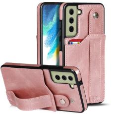  Samsung Galaxy S21 FE Skal Med Kortfack Och Strap Ros&eacute;guld - Teknikhallen.se