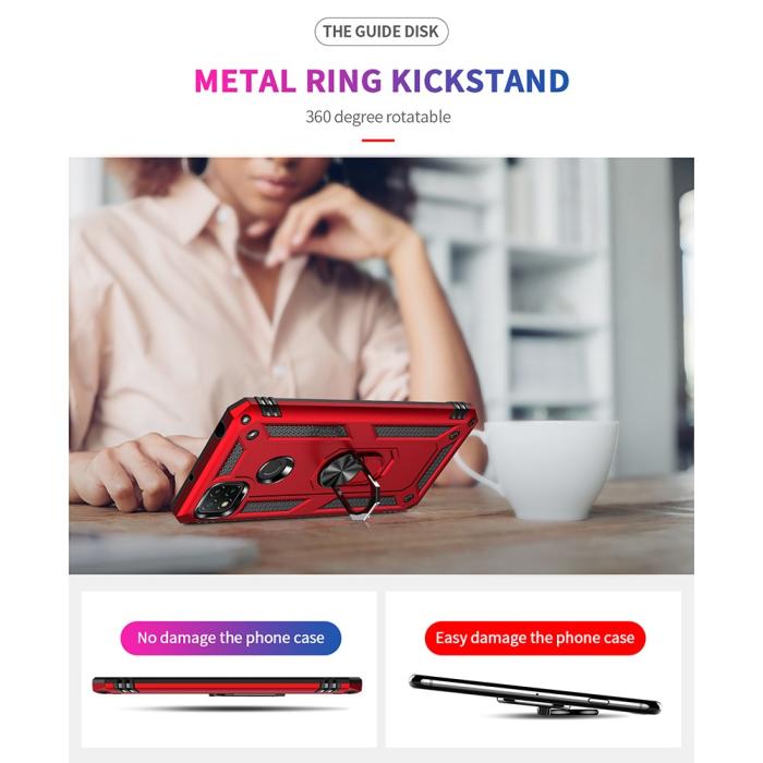 Bild 4,  Xiaomi Redmi 9C Skal Ring Shockproof Röd - Teknikhallen.se
