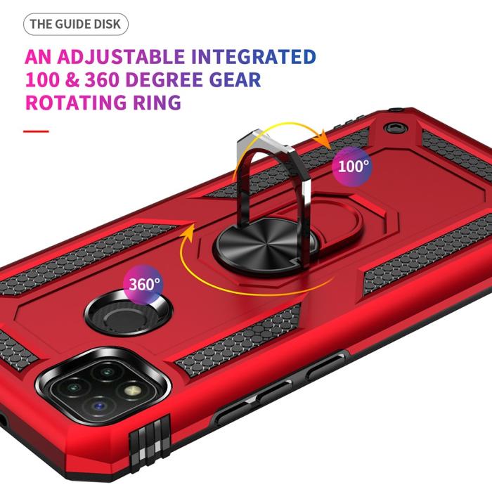 Bild 5,  Xiaomi Redmi 9C Skal Ring Shockproof Röd - Teknikhallen.se