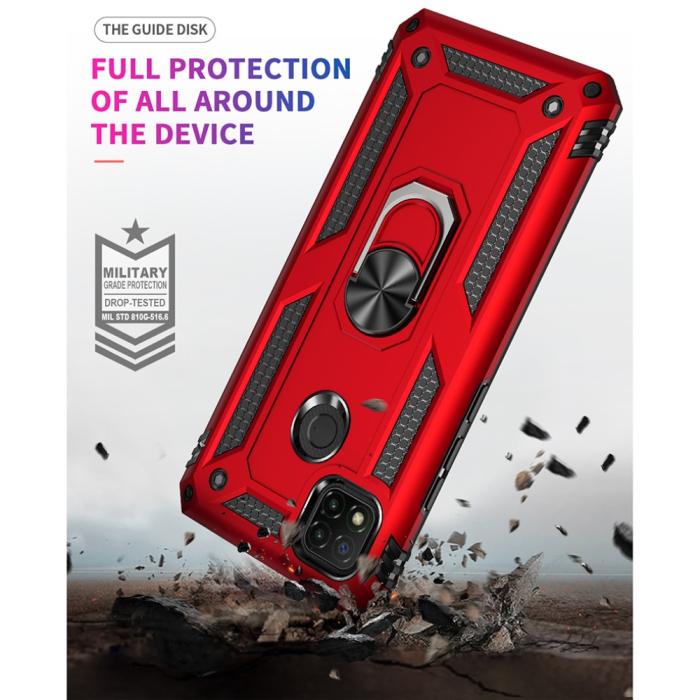 Bild 6,  Xiaomi Redmi 9C Skal Ring Shockproof Röd - Teknikhallen.se