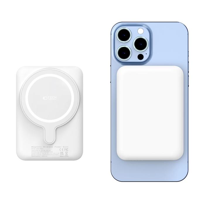 Bild 4, Tech-Protect Tech-Protect 5000 mAh MagSafe Powerbank LifeMag Vit - Teknikhallen.se