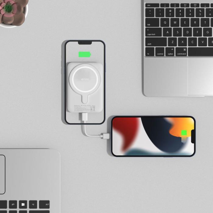 Bild 5, Tech-Protect Tech-Protect 5000 mAh MagSafe Powerbank LifeMag Vit - Teknikhallen.se