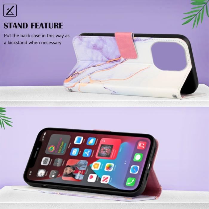 Bild 3,  iPhone 14 Pro Fodral Marmor Vit/Lila - Teknikhallen.se