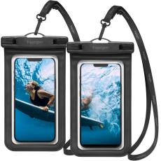 Spigen Spigen 2-PACK Universal Vattent&auml;t P&aring;se / Mobilv&auml;ska Svart - Teknikhallen.se