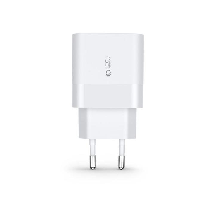 Bild 2, Tech-Protect Tech-Protect 30W PD QC USB-C / USB-A Väggladdare Vit - Teknikhallen.se
