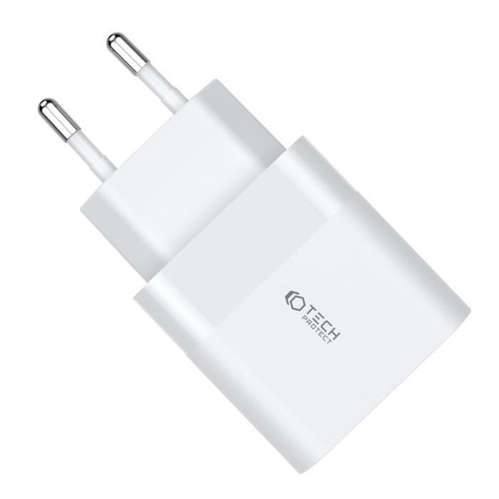 Bild 4, Tech-Protect Tech-Protect 30W PD QC USB-C / USB-A Väggladdare Vit - Teknikhallen.se