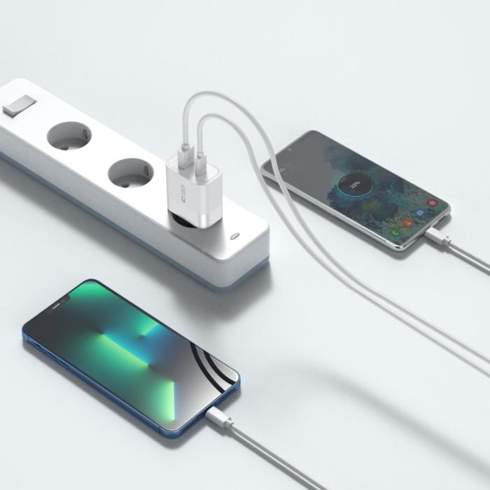 Bild 6, Tech-Protect Tech-Protect 30W PD QC USB-C / USB-A Väggladdare Vit - Teknikhallen.se