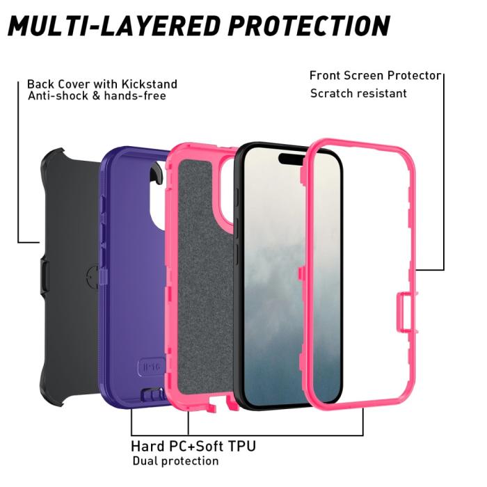 Bild 4,  iPhone 16 Skal Extreme Shockproof Hybrid Lila - Teknikhallen.se
