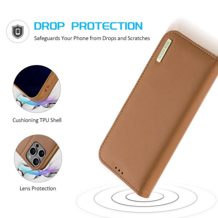 Bild 5, DUX DUCIS DUX DUCIS iPhone 16 Pro Fodral HIVO Äkta Läder Brun - Teknikhallen.se