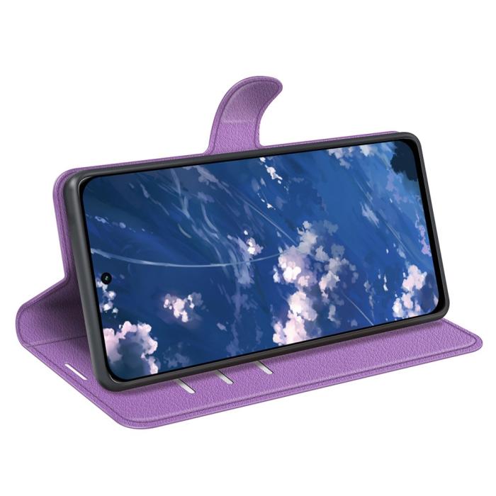 Bild 3,  Motorola Moto G32 Fodral Litchi Läder Lila - Teknikhallen.se