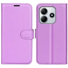  Xiaomi Redmi Note 14 4G Fodral Litchi L&auml;der Lila - Teknikhallen.se