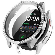  Galaxy Watch 7 44 mm Skal Med Sk&auml;rmskydd Strass Silver - Teknikhallen.se