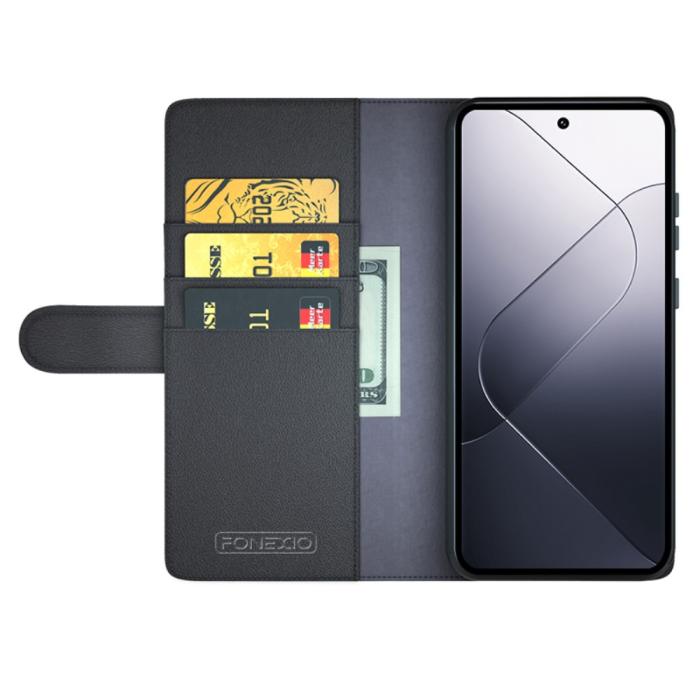 Bild 2,  Xiaomi 14 Fodral Premium Äkta Läder Svart - Teknikhallen.se