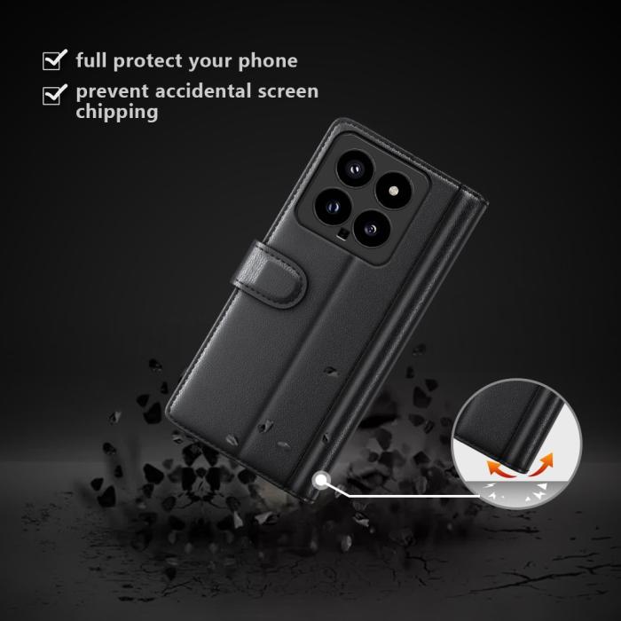 Bild 4,  Xiaomi 14 Fodral Premium Äkta Läder Svart - Teknikhallen.se