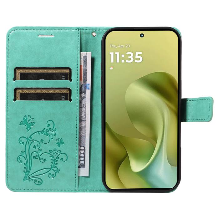 Bild 2,  Motorola Moto G86 Power/G86 5G Fodral Fjäril Tryck Grön - Teknikhallen.se