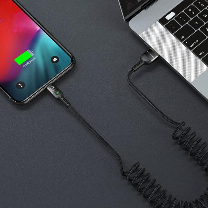 Bild 3, MCDODO Mcdodo 1.8m QC 3.0/4.0 USB-C Flexibel Nylon Kabel Svart - Teknikhallen.se