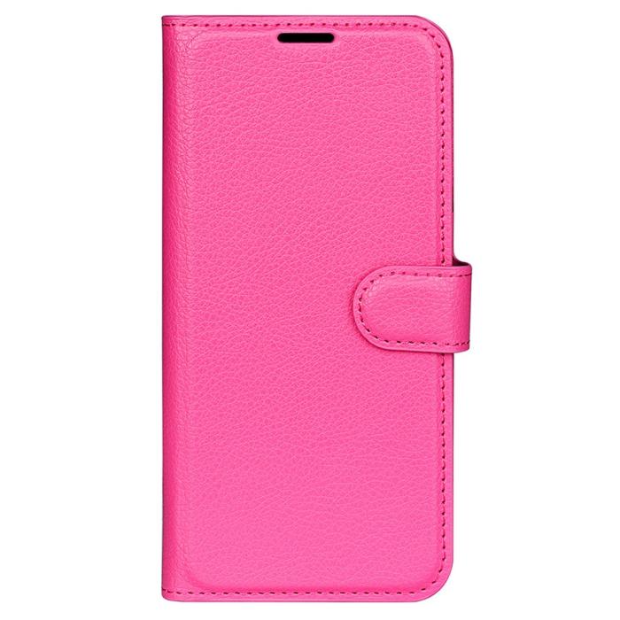 Bild 5,  iPhone 15 Fodral Litchi Textur Rosa - Teknikhallen.se