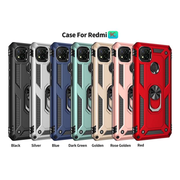 Bild 2,  Xiaomi Redmi 9C Skal Ring Shockproof Svart - Teknikhallen.se