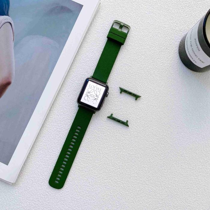 Bild 2,  Apple Watch 42/44/45/46/49 mm Armband Silikon Svartaktig Grön - Teknikhallen.se