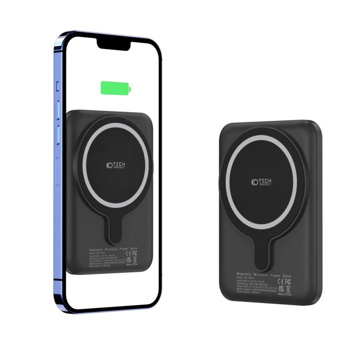 Bild 4, Tech-Protect Tech-Protect 5000 mAh MagSafe Powerbank LifeMag Svart - Teknikhallen.se