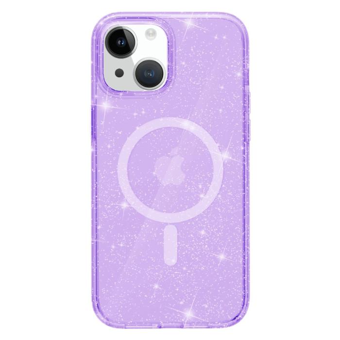 Bild 2,  iPhone 15 Plus Skal MagSafe Hybrid Glitter Lila - Teknikhallen.se