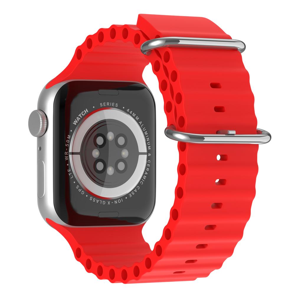 ColorPop Apple Watch 42/44/45/49 mm Armband Ocean Wave Röd - Teknikhallen.se